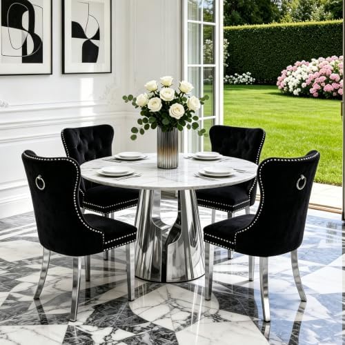 45” Round Dining Table Set For 4, Kitchen Table by Unknown