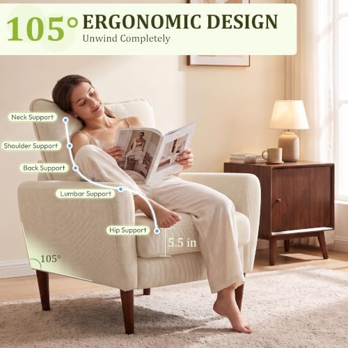Comfy Accent Chair with Spring Sponge Cushion, Upholstered Armchair - Image 6