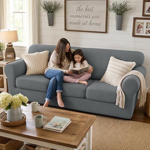 XINEAGE 3-Piece Stretch Loveseat Sofa Cover, Washable Couch Covers - Image 4