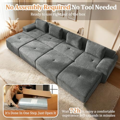 159" Oversized Boneless Couch, Comfort Cloud Sectional Couches - Image 5
