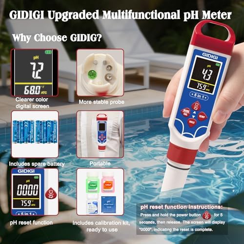 5 in 1 pH Meter for Water TDS EC Salinity Tester for Salt Water Pool - Image 5