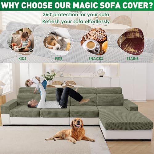 MAXIJIN Couch Cushion Covers for Sectional Sofa, Stretch Sofa Cushion Cover - Image 6