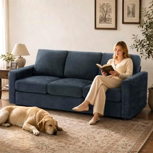 84" Chenille 3-Seat Sofa w/Comfortable Back Cushions - Image 6