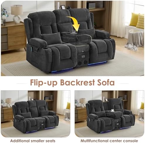 TUNYI Wall Hugger Loveseat Recliner Sofa - Image 5