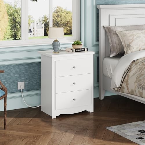 WLIVE Tall Nightstand with Charging Station, Wood Bedside Table - Image 2