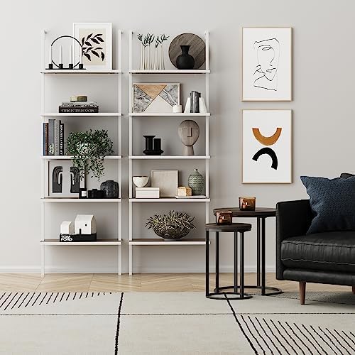 Nathan James Theo 5-Shelf Modern Bookcase, Open Wall Mount Ladder Bookshelf - Image 3