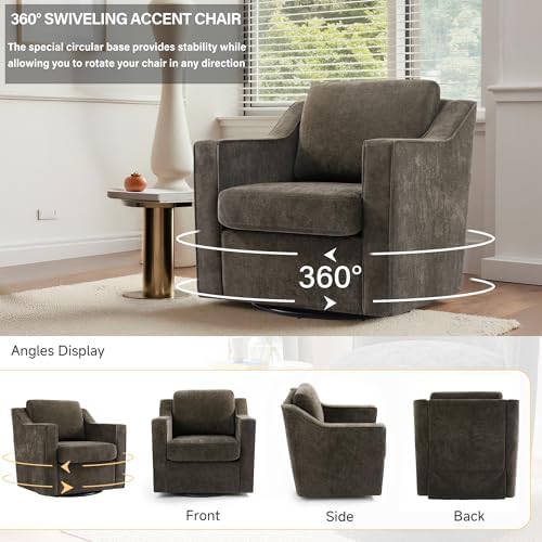 Swivel Accent Chair, Chenille Upholstered Armchair - Image 5