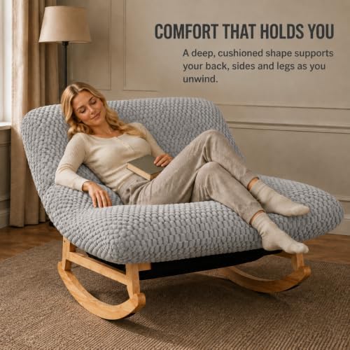 Oversized Rocking Chair, Extra Wide Plush Lounge Chair - Image 5