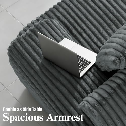 147" Boneless Couches for Living Room Oversized U-Shaped Grey - Image 4
