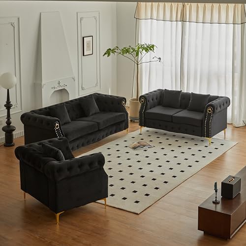Hybition 3-Piece Living Room Sofa Set, Tufted Design - Image 3