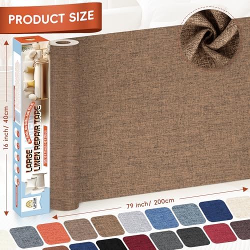 Linen Fabric Repair Tape 16x79 Inch, Self Adhesive Couch Patch Repair Fabric - Image 2