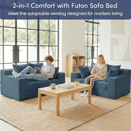 cidludto Convertible Sofa Bed, Boneless Couch 2 in 1 Loveseat Folding Couch Bed - Image 3