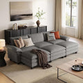 LINSY HOME 123'' Modular Sectional Sofa 3 Seat Couch Corduroy Cloud Couch by LINSYHOME
