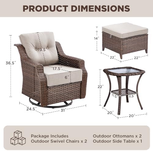 5 Pieces Luxury Patio Furniture Sets - Image 2