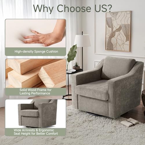Swivel Accent Chairs Set of 2, Chenille Armchair - Image 7