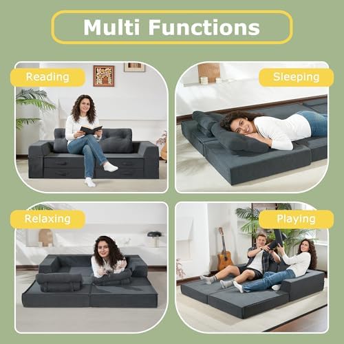 Folding Sofa Bed, Convertible Sleeper Chair Bed, Floor Sofa - Image 5