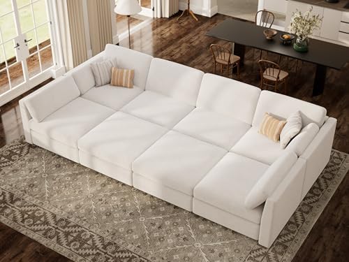 Oversized Modular Sectional Sleeper Sofa Bed Cloud Couches White - Image 3