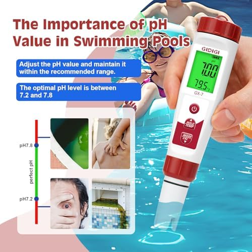 pH Meter Chlorine Tester Digital 7 in 1 Pool Water Tester Kit - Image 4
