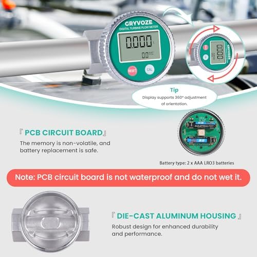 1" Waterproof Fuel Flow Meter, 3/4" Adapters, Diesel & Liquids - Image 5