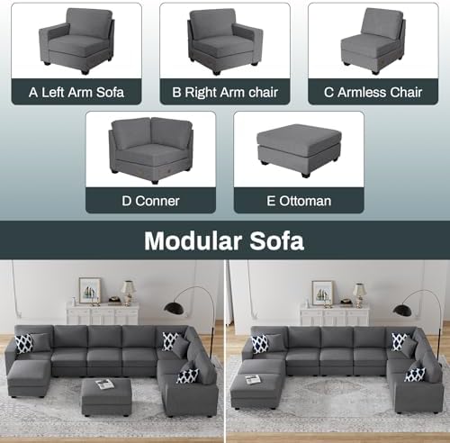 Legend Vansen Oversized Modular Sectional Sofa, U/L‑Shaped Reversible Couch - Image 4