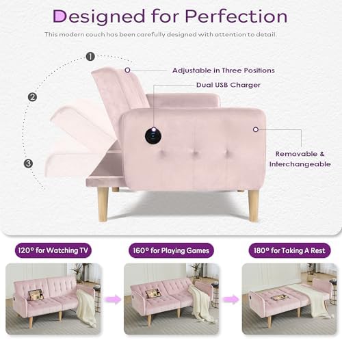 65'' Convertible Futon Sofa Bed - Image 4