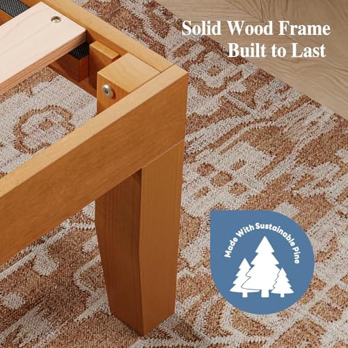 DUMOS 14 Inches Full Size Wood Platform Bed Frame, Solid Wooden Mattress - Image 4
