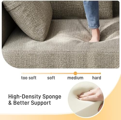 Curved Modern Couch Sofa, Boneless Couch, Modern 3 Seater Cloud Couch, Deep Seat - Image 4