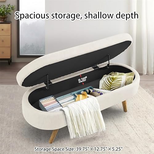 43.5" Ottoman with Storage, Storage Ottoman Bench with Safety Hinge, Bed End - Image 4