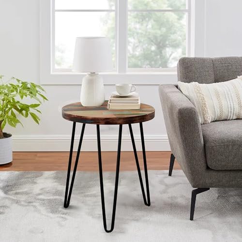 Reclaimed Wood Multi Color Side Table 17.5" x 17.5" x 20" H Wooden Accent - Image 5
