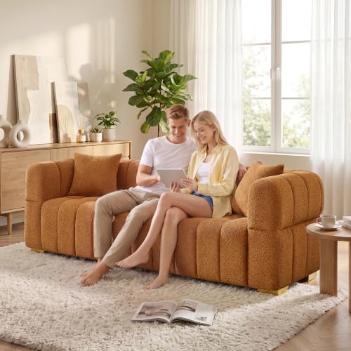 VANOMi 90.9" Boucle 3-Seater Deep Seat Sofa, Oversized Cloud Couch - Image 3