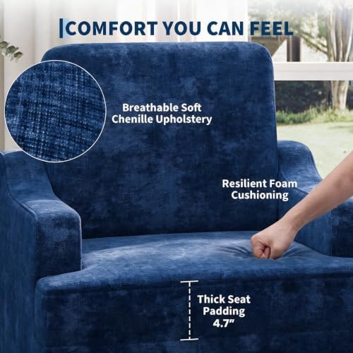 Garvee Blue Comfy Accent Chair, Upholstered Armchair - Image 4