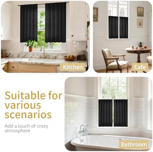 YoungsTex Black Linen Curtains 40 Inches Long - Image 2