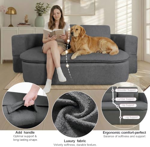 75'' Folding Sofa Bed, Convertible Memory Foam Boneless Couch - Image 3