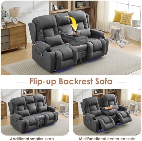 TUNYI Wall Hugger Loveseat Recliner Sofa - Image 6