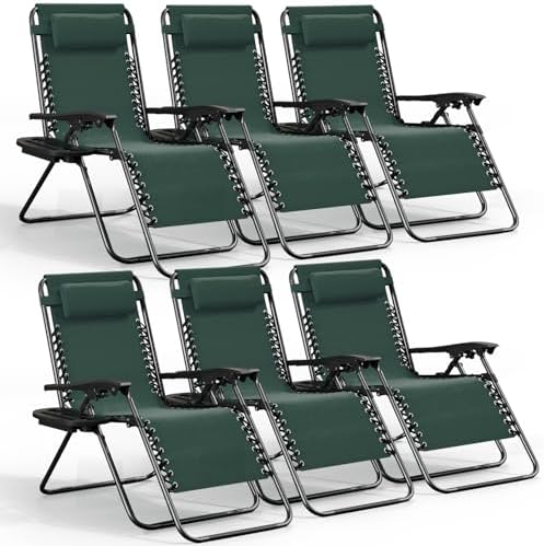 Nestl Zero Gravity Chairs Set of 6, Patio Lounge Chair Outdoor by Nestl
