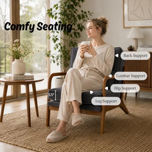 Karl home Mid-Century Modern Accent Reading Chair, Dark Grey - Image 3