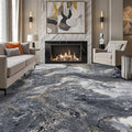 Abstract Black Rug for Living Room: Modern Washable 8x10 Area Rugs for Bedroom by Luxcrest