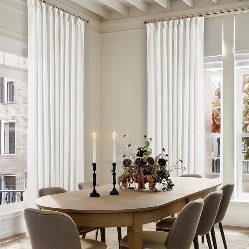 TWODRAPES Beige White Pinch Pleated Semi Sheer Linen Curtain 1 Panel 60x108 - Image 6