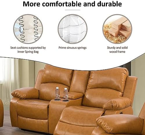 A Ainehome Living Room Furniture Set Leather Recliner Sofa Set Loveseat Chair - Image 6