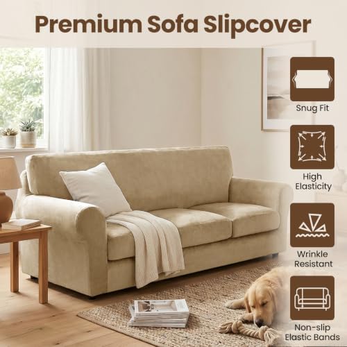 XINEAGE 3-Piece Velvet Sofa Cover, Couch Covers - Image 2
