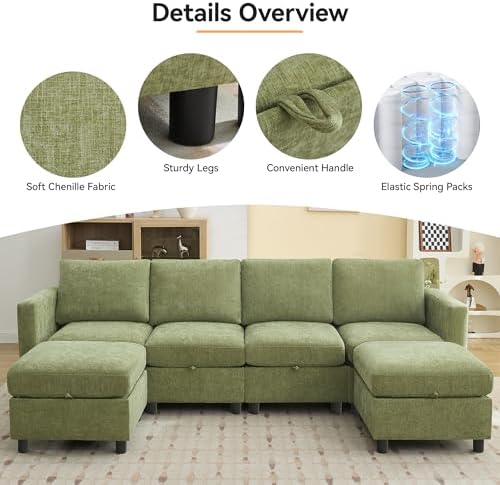 107" U Shaped Modular Sectional Sofa - Image 4