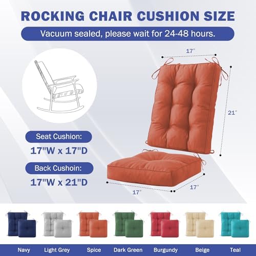 IPYNBAP Rocking Chair Cushion, Waterproof and Fade-Resistant Patio Chair - Image 2