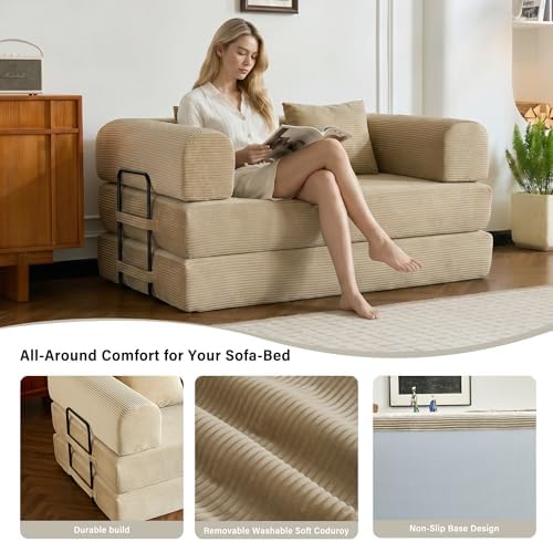 59" Convertible Sofa Bed, Boneless Sleeper Futon Couch - Image 7
