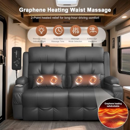 RV Loveseat Recliner Sofa, Wall Hugger Reclining RV Couch - Image 5