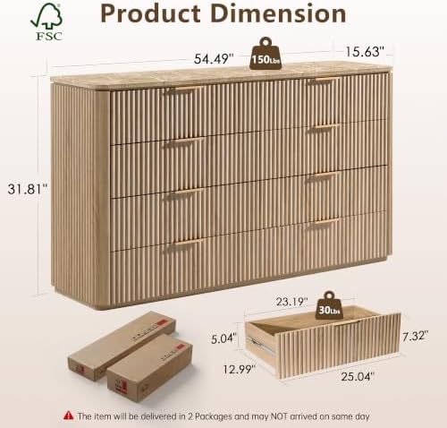 Fluted 8 Drawer Dresser for Bedroom - Image 2