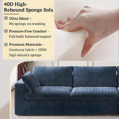 118" Cloud Couch Modular Sectional Sofa, Boneless U-Shaped Deep Seat Couch - Image 4
