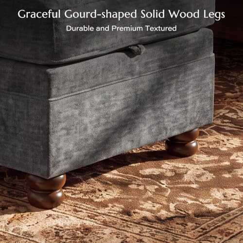 Traditional Accent Chair with Storage Ottoman, Dark Gray - Image 6