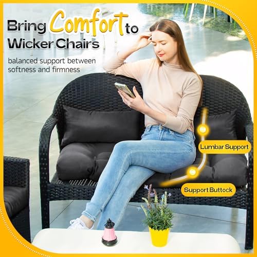 MAGIC ELEPHANT Wicker Chair Cushions, Indoor Outdoor Memory Foam Wicker - Image 7