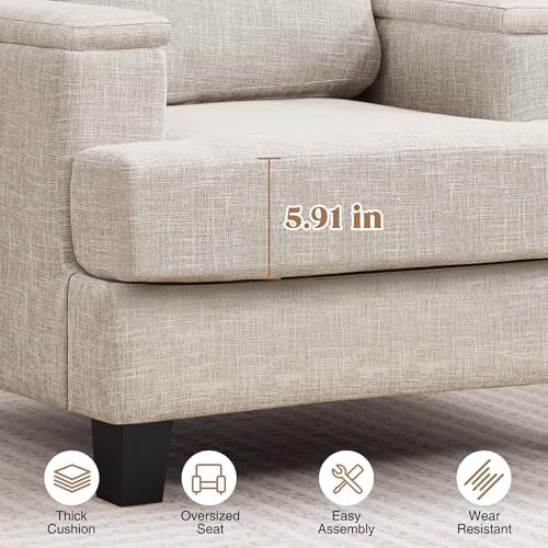 Accent Chairs with Armrest Storage, Modern Fabric Reading Chairs, Upholstered - Image 3