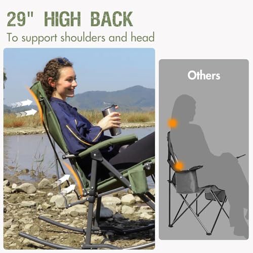 Portal Oversized Folding Rocking Camping Chair Portable 400 lbs Green - Image 6